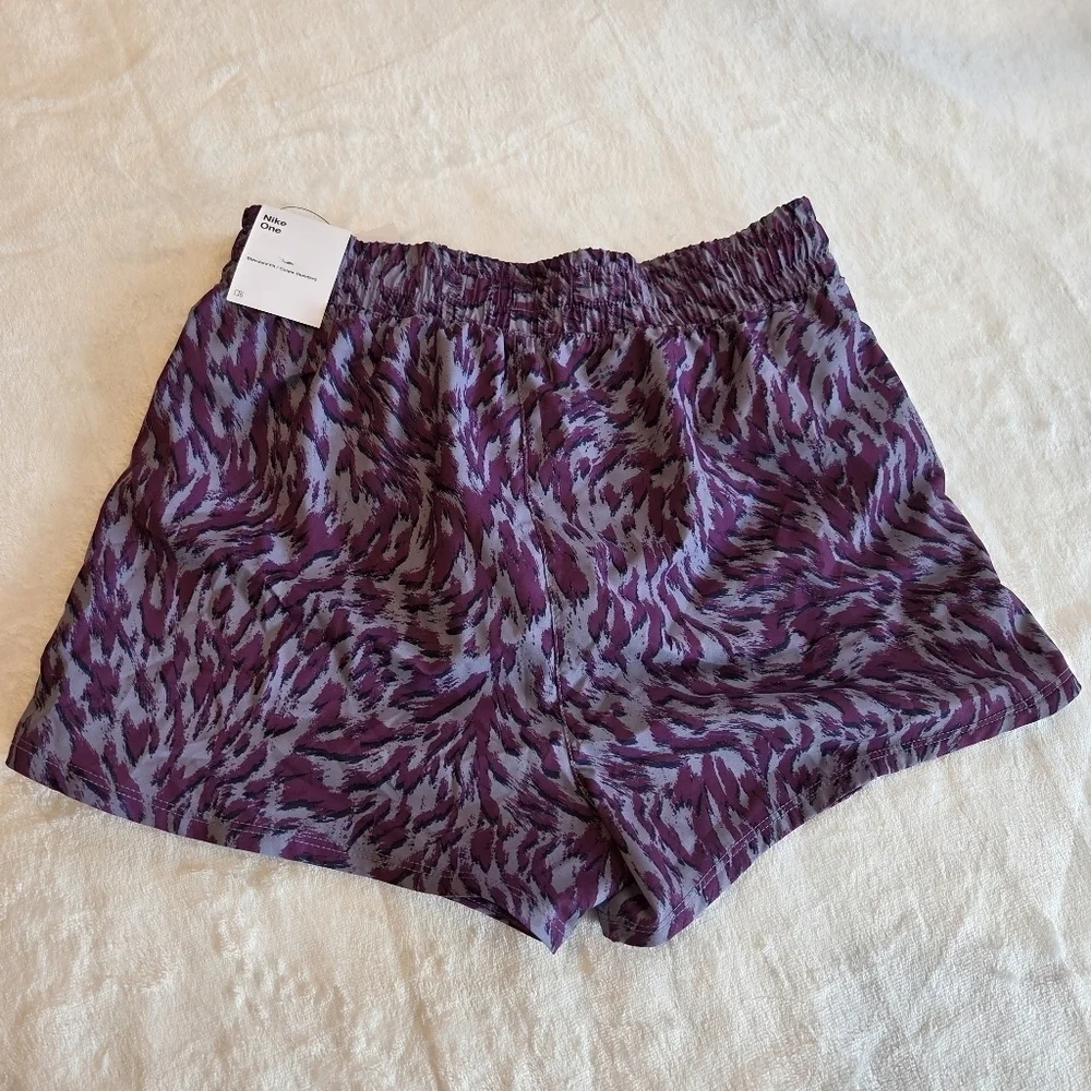 Nike One Kids' Training Shorts - Purple Animal Print - Size Large Dri-Fit Youth